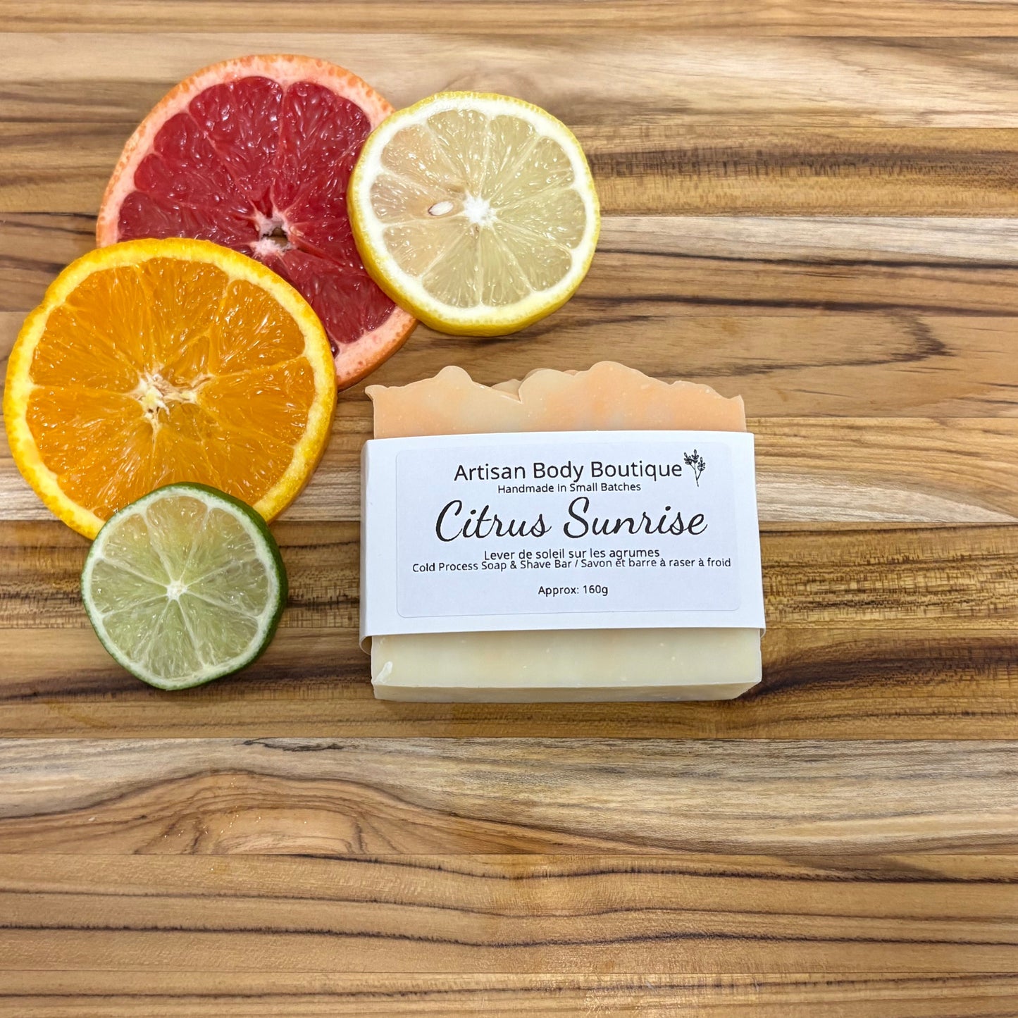 Body Soap + Shave Bar – Moisturizing Cold Process Soap Citrus Sunrise