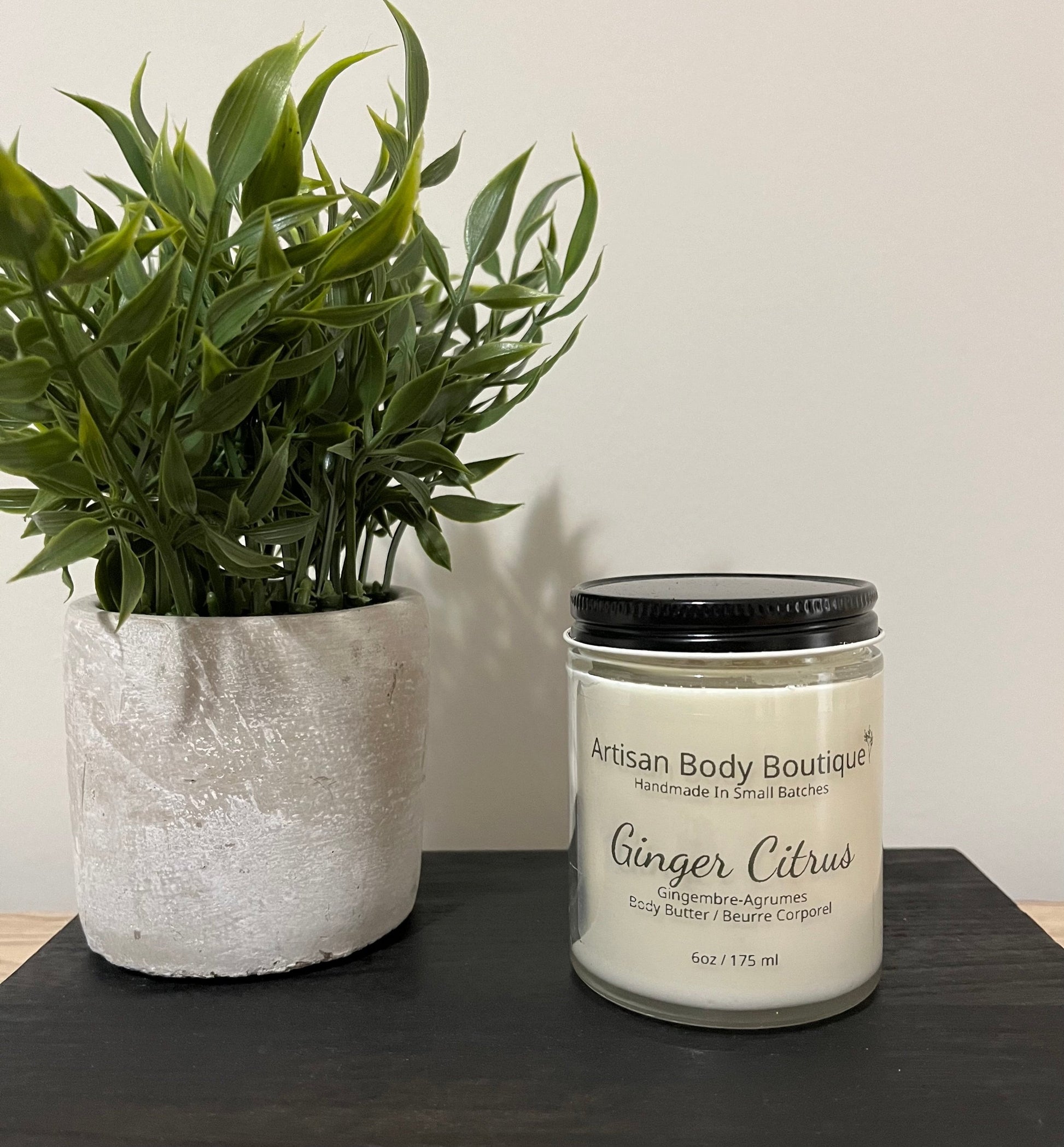 Ginger Citrus body butter – invigorating whipped body moisturizer with bright citrus and warm ginger, enriched with shea butter and lightweight grapeseed oil